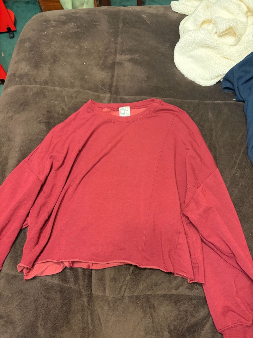 aerie Offline Cropped Tee in Deep Red